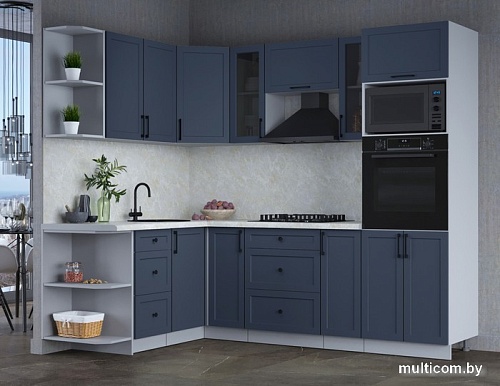Готовая кухня Интерлиния Тренд 1.68x2.4 ВТ левая (индиго/индиго/опал светлый)