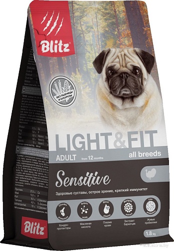 Сухой корм для собак Blitz Adult Light & Fit 1.8 кг