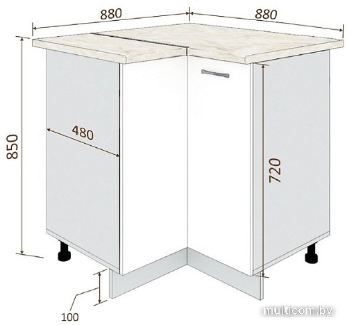 Шкаф напольный Кортекс-мебель Корнелия Мара НШУ угловой (красный-мадрид)