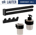 Набор аксессуаров для ванной Lauter 21TS3019 + 21TS3021 + 21TS3009 + 21TS3003 (Matt Black, 4 предмета)
