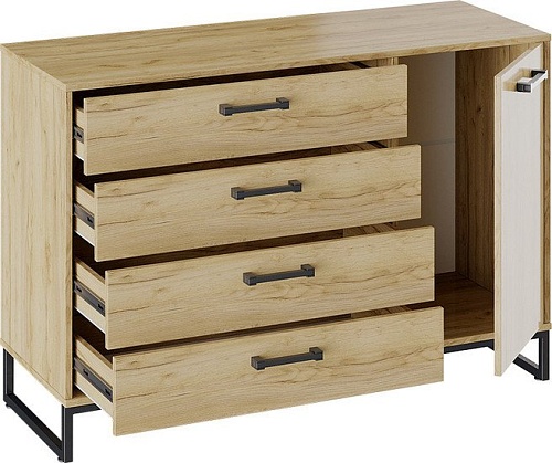 Комод Трия Лофт тип 3 (черный/дуб крафт золотой)