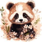 Рыжий кот Малыши-животные Панда в цветах Х-0637