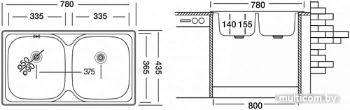 Кухонная мойка Ukinox Классика CLM780.435 20GT6K 0C