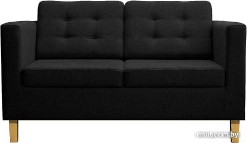 Диван Brioli Дилли клетка Д двухместный (рогожка, J22 графит/светлые ножки)