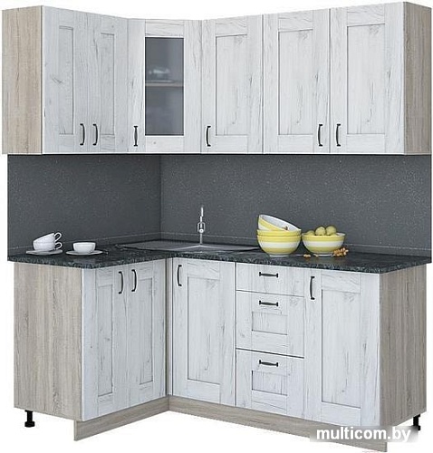 Угловая кухня Интерлиния Мила Хольц 12x18 (дуб белый)