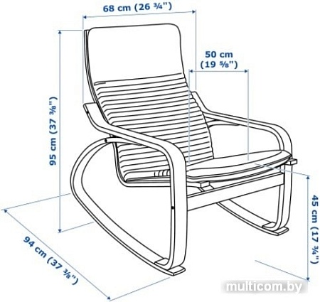 Интерьерное кресло Ikea Поэнг (коричневый/шифтебу темно-синий) 093.028.28