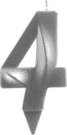 Свеча для торта Мультидом Грань Цифра 4 МС5-24 (хром)