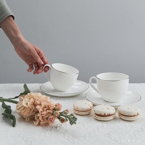 Чашка с блюдцем Mandarin Decor Бланк платинум DS14F10002-260-2W