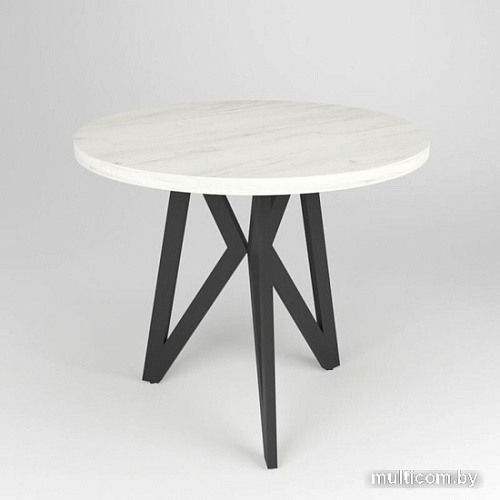 Кухонный стол Дабер 001 круглый С1.10.2.1 (опора металл черный/дуб крафт белый)