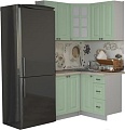 Угловая кухня Интерлиния Мила Деко 1.2x1.2 (мята/травертин серый)
