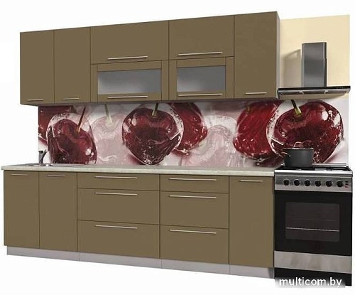 Готовая кухня Интерлиния Мила Пластик 2.6 В (капучино глянец-опал светлый)