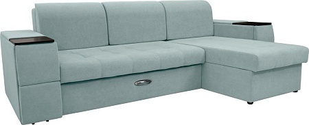 Диван Сириус Лидер-13 с оттоманкой НПБ 285x165 (Eva 25 велюр светло-зеленый)