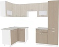 Угловая кухня ВерсоМебель Эко-6 1.2х2.7 левая (крослайн латте/крослайн карамель)
