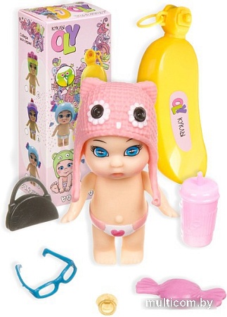 Пупс Bondibon OLY в шапочке-ушанке с животным ВВ3843