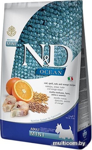 Сухой корм для собак Farmina N&D Ocean Cod, Spelt, Oats & Orange Adult Mini 800 г