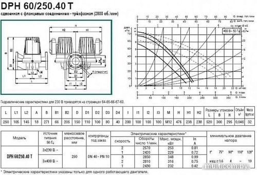 Циркуляционный насос DAB DPH 60/250.40 T