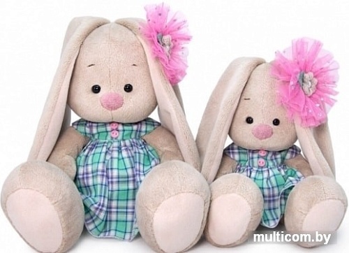 Классическая игрушка Зайка Ми в зеленом платье в клетку 23 см SidM-384