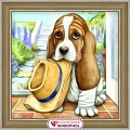 Алмазная мозаика Алмазная Живопись Маленький бассет АЖ-1545