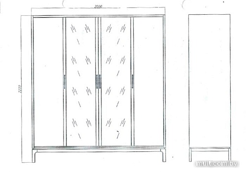 Шкаф распашной Молодечномебель Брюгге D4 ВМФ-1700 (капучино)