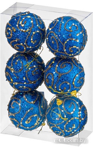 Елочная игрушка Elan Gallery Вензеля 970098 (6 шт, синий)