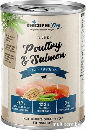 Консервированный корм для собак Chicopee Adult домашняя птица с рыбой 800 г