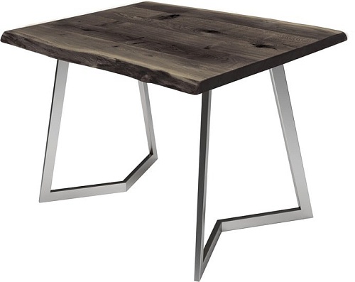 Кухонный стол Buro7 Уиллис 120 (с обзолом и сучками, дуб мореный/серебро)