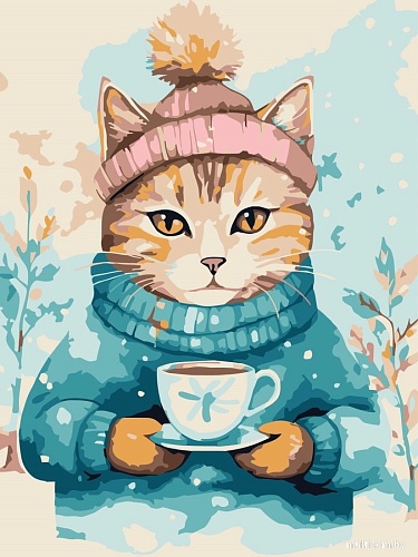 Рыжий кот Зимнее чаепитие Х-7540