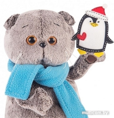 Мягкая игрушка Basik & Co Басик в шарфике и с пингвином (19 см)