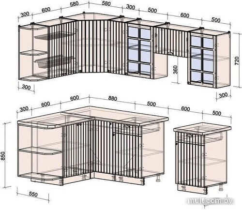Интерлиния Берес 1.5x2.5 левая (дуб снежный/серый каспий)