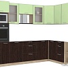Готовая кухня Интерлиния Мила 1.68x2.8 левая без столешницы (салатовый/дуб венге)