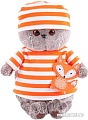 Мягкая игрушка Basik & Co Басик в полосатой футболке с лисенком 22 см
