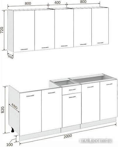 Готовая кухня Кортекс-мебель Корнелия Лира-лайт 2.0м (капучино/оникс/дуб бунратти)