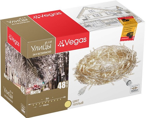 Гирлянда Vegas Нить 5 м (теплый белый)