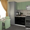 Кухня Кастанье Марта 1.5 (зеленый глянец/черный глянец)