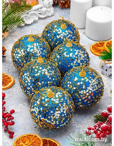 Елочная игрушка Elan Gallery Звезды 970095 (6 шт, синий)