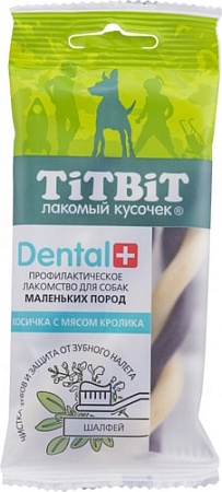 Лакомство для собак TiTBiT Dental+ Косичка с мясом кролика с шалфеем 40 г