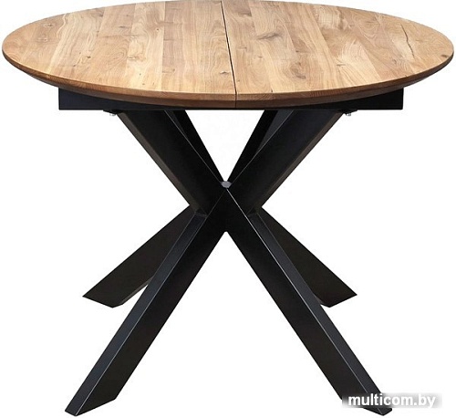 Кухонный стол ОКА Раунд 100-140x75 (дуб натуральный/черный)