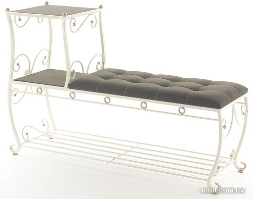 Банкетка AMC 8(1200)32 с этажеркой (слоновая кость/венге)