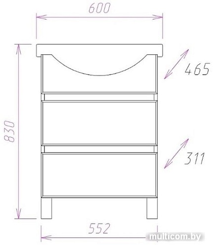 Мебель для ванных комнат Onika Тумба под умывальник Элита 60.13 106122