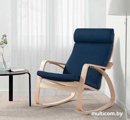 Кресло-качалка Ikea Поэнг (березовый шпон/шифтебу темно-синий) 393.028.22