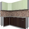 Угловая кухня Интерлиния Мила Лайт 1.2x2.1 (салатовый/дуб венге)