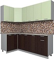 Угловая кухня Интерлиния Мила Лайт 1.2x2.1 (салатовый/дуб венге)