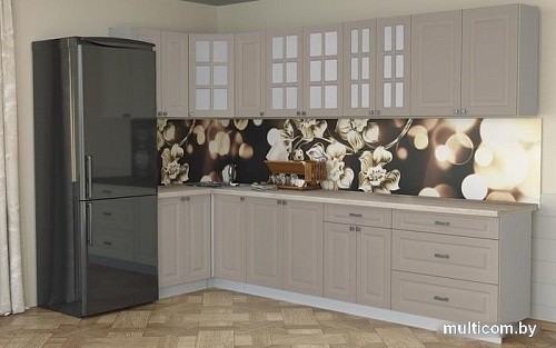 Угловая кухня Интерлиния Мила Деко 1.2x3.2 (луна/травертин серый)