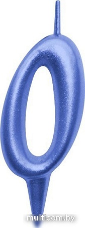 Свеча для торта Мультидом Овал Цифра 0 МС5-40 (синий)