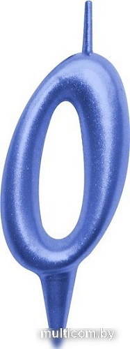 Свеча для торта Мультидом Овал Цифра 0 МС5-40 (синий)