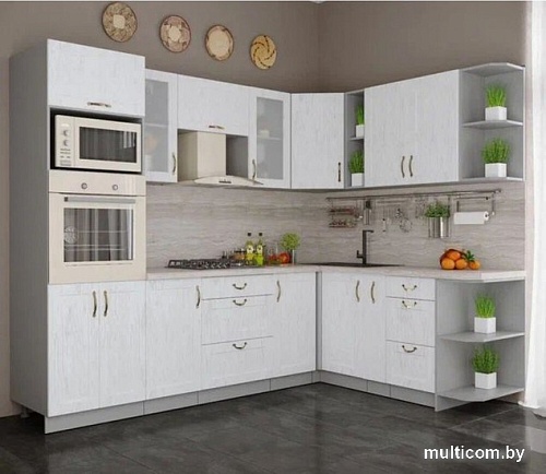 Готовая кухня Интерлиния Мила Крафт 1.88x2.6 правая (дуб полярный)