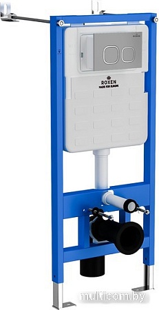 Унитаз подвесной Roxen Porto One Rimless 6 в 1 StounFix Slim 568244 (кнопка: матовая)