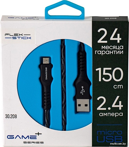 Кабель Atomic Flexstick Game+ 30.208 USB Type-A - microUSB (1.5 м, черный/серый)