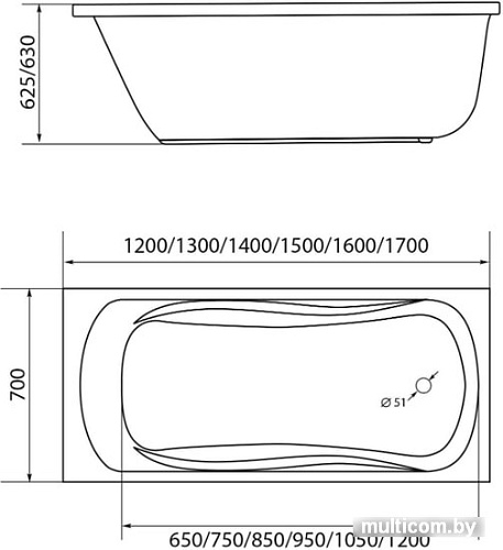 Ванна 1Марка Classic 140x70