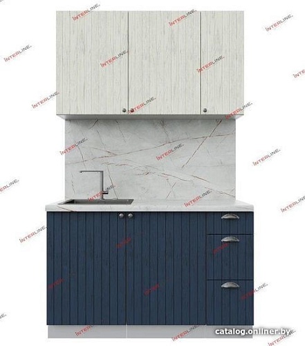 Готовая кухня Интерлиния Берес 1.3А (дуб снежный/дуб королевский/серый каспий)